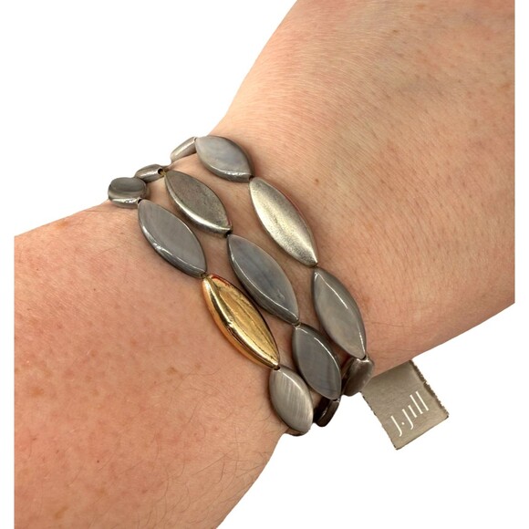 J. Jill Shell Necklace & Bracelet Set Mixed Metal Cluster Mother Pearl Abalone - Picture 8 of 16